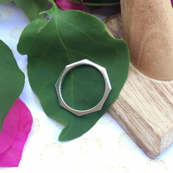 Sterling Silver Octagon CZ Ring Sizes 8,9,11 - Picture 7 of 7
